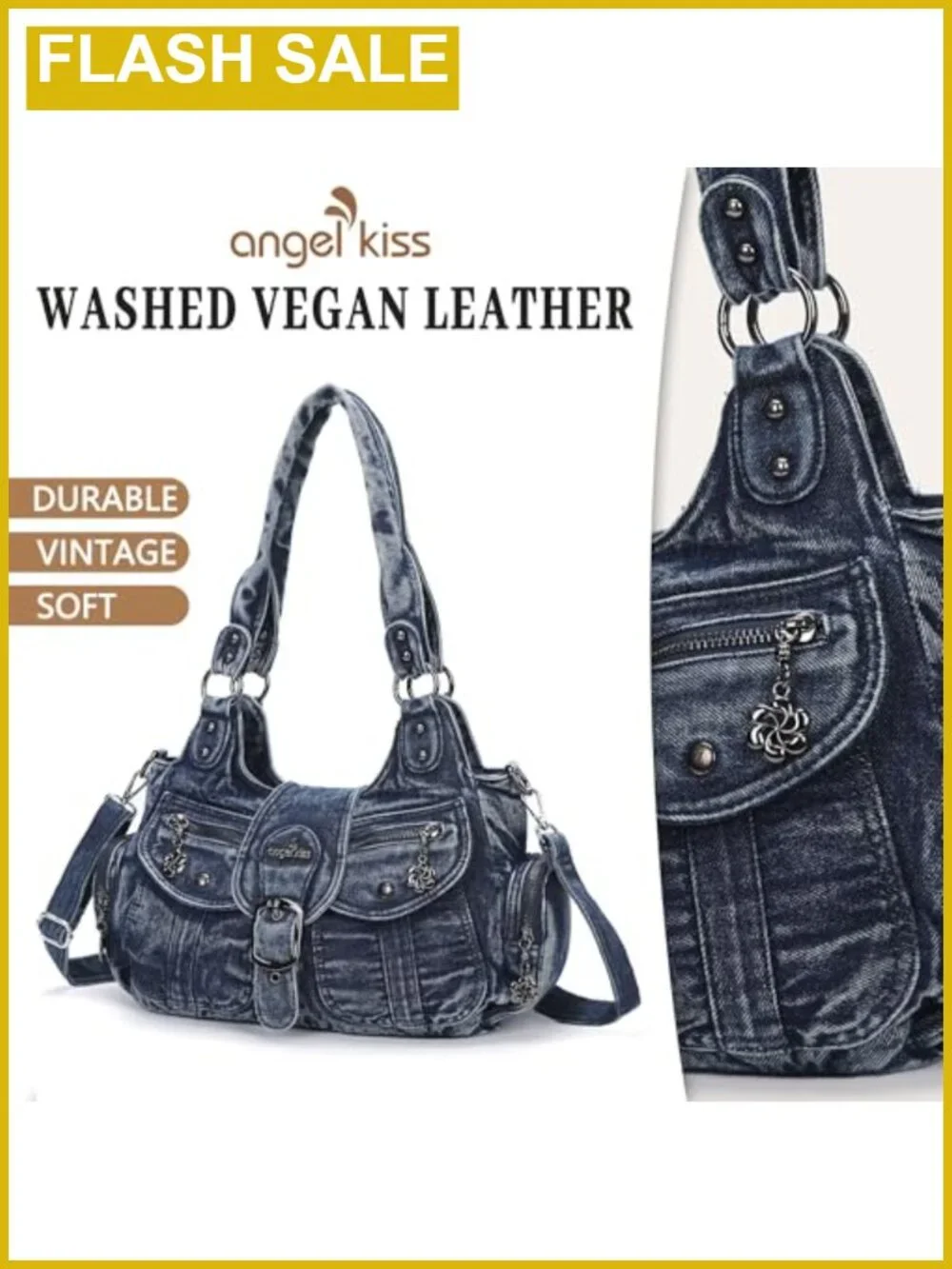 Women's Hobo Tote Vegan Leather Faux Suede Shoulder Bag Crossbody